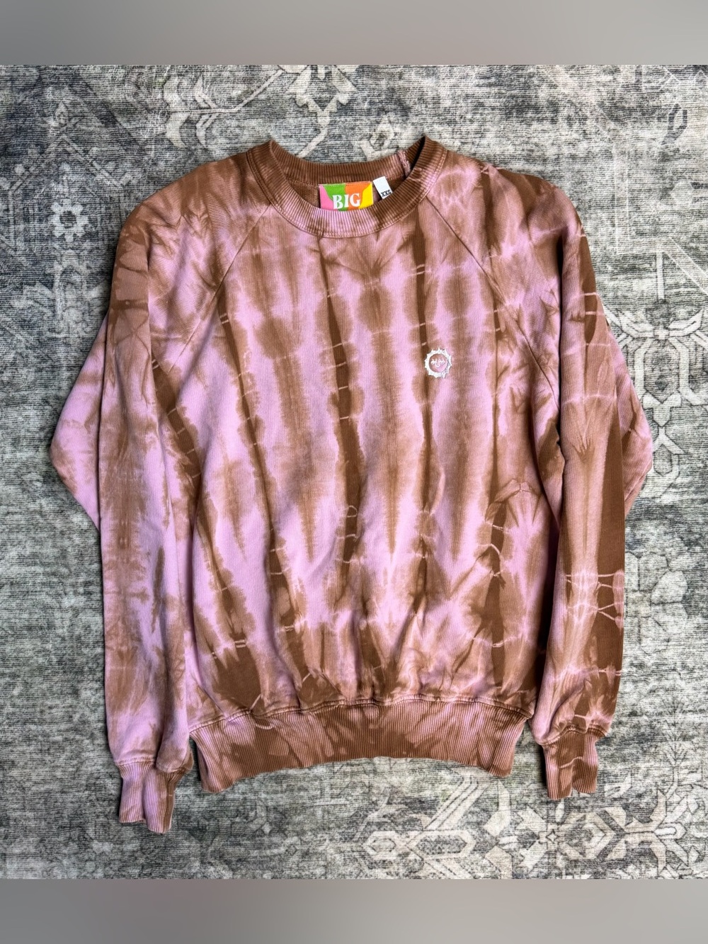 Big Bud Press Mauve & Brown Tie-Dye Crewneck Sweater XXS